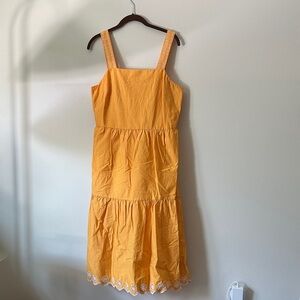 J. Crew Yellow Sleeveless Dress with Lace Trim